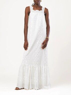 Diarrablu Ivy Embroidered Maxi Dress White Womens Size Large